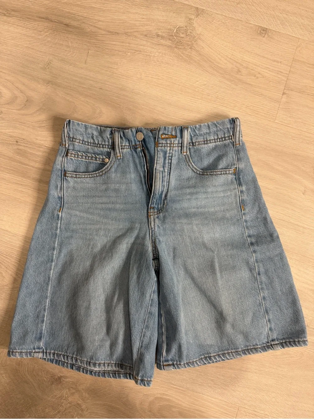 Anthropologie/Pilcro Light Blue Flare long Denim Shorts