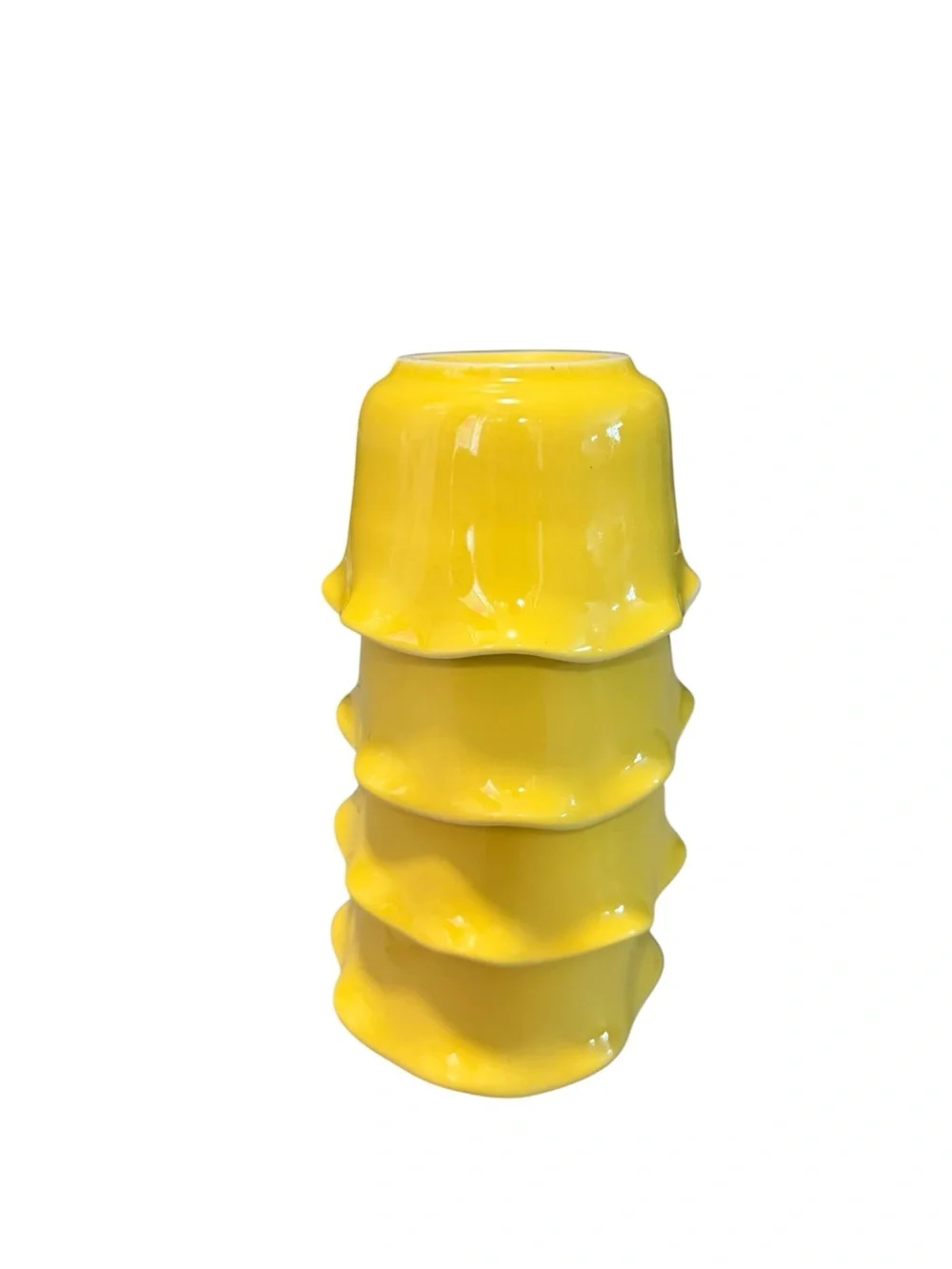 Crate & Barrel Yellow Ruffled Ramekin Bowls Made in Portugal Set of 4 Cottagecor
