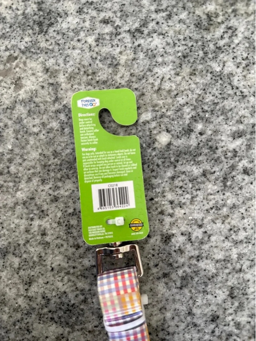 Forever Pets Small Dog Leash 5 Feet with Loop - Multicolor Plaid