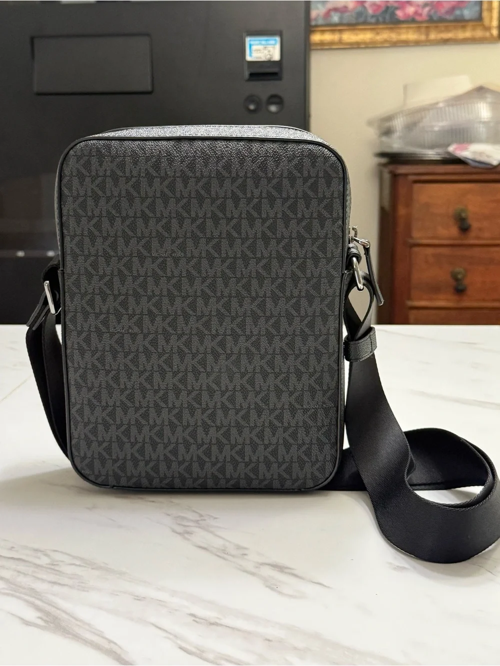 Michael Kors Men's Gray/Black Signature Messenger Bag