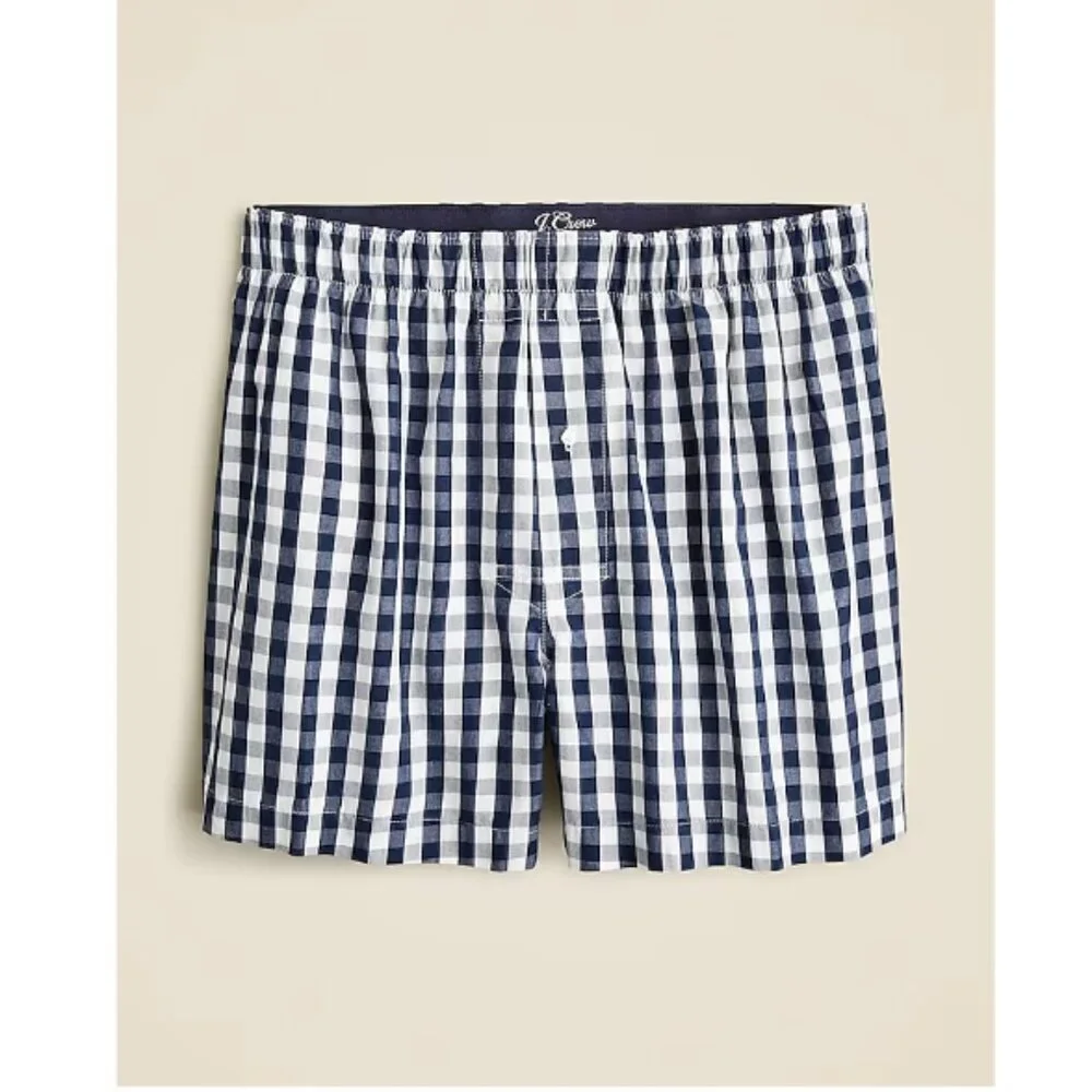 J. Crew Men's Boxer Underwear Medium Blue/White Gingham NWT