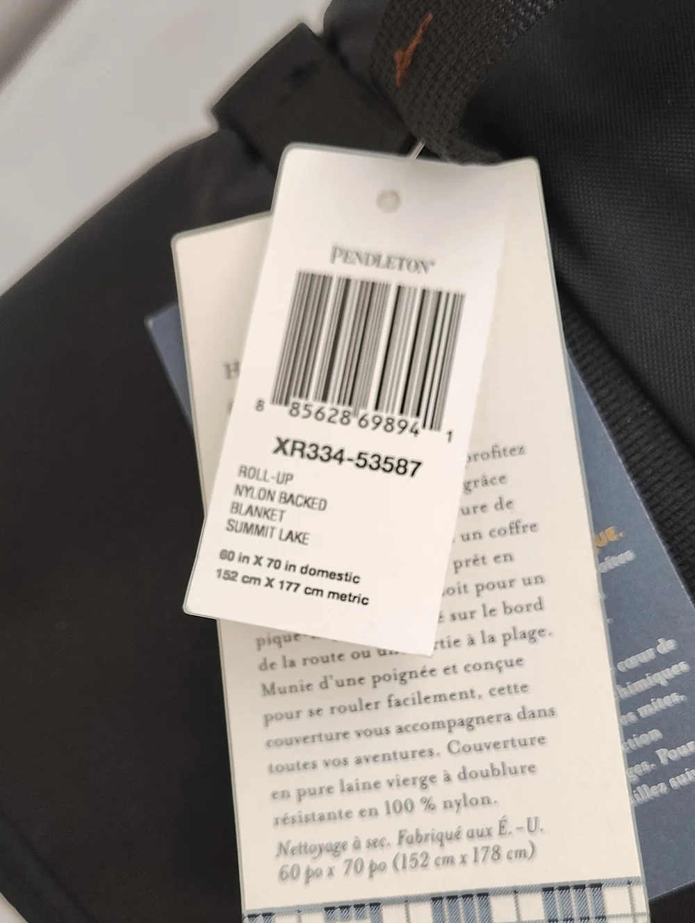 Pendleton Black Roll-Up Duffel Blanket