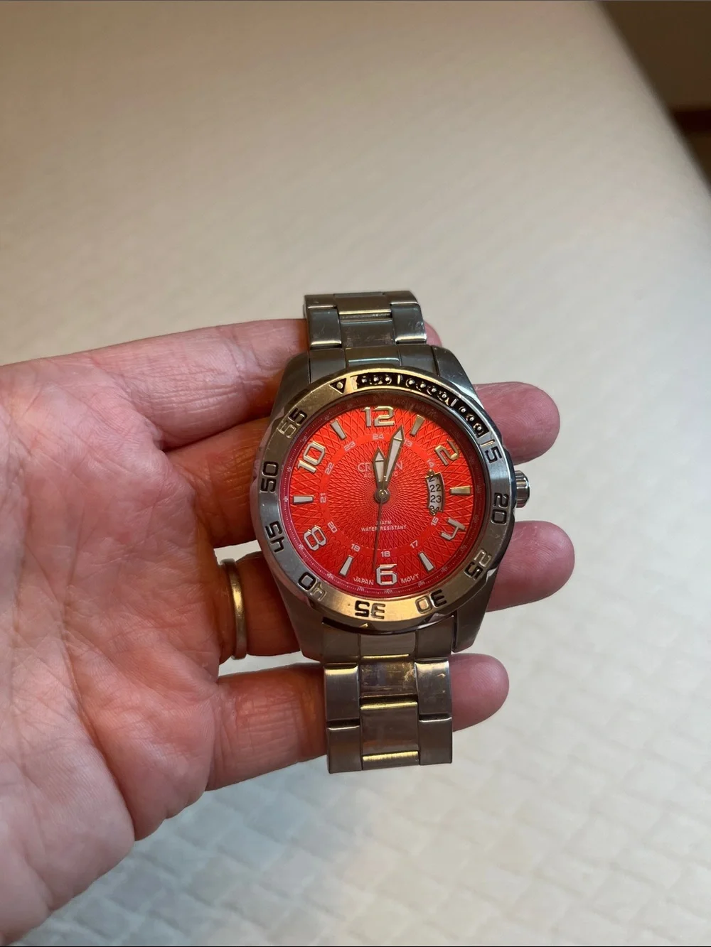 Croton Aquamatic Men's Stainless Steel Watch with Red Dial