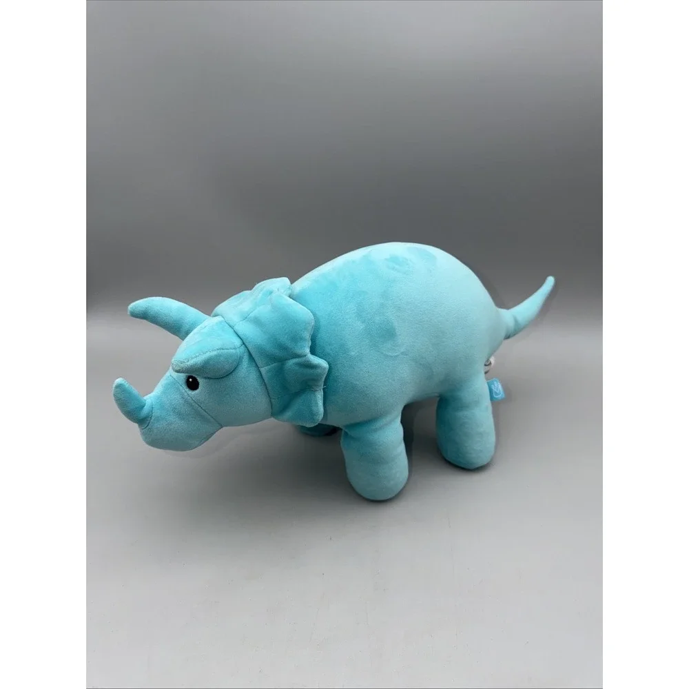Manhattan Toy Velveteen Dino Spike Triceratops Weighted Blue Dinosaur Plush 18