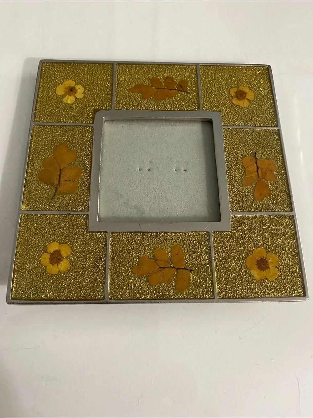 Burnes of Boston Leaded Glass Botanical Picture Frame,Flowers, Leaves, Rare, VTG