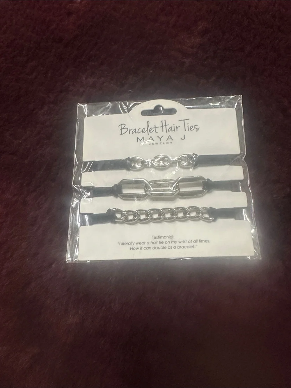 Maya Black Hair Tie Bracelet Set with Silver Accents
