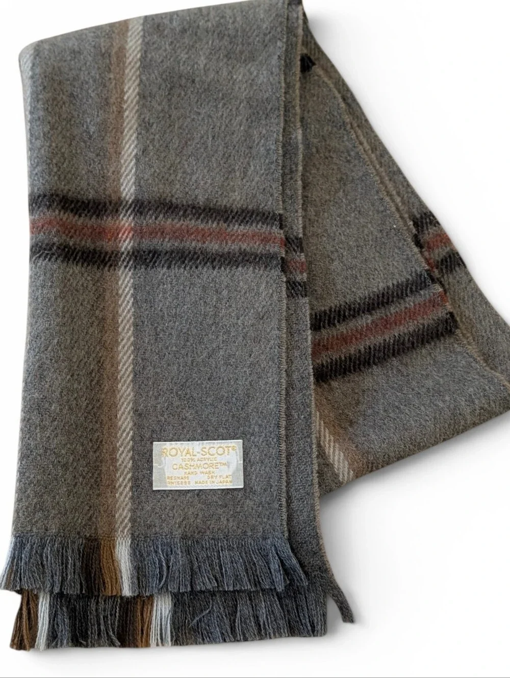 Gray Plaid Scarf - Men's Classic Fall Winter Accessory