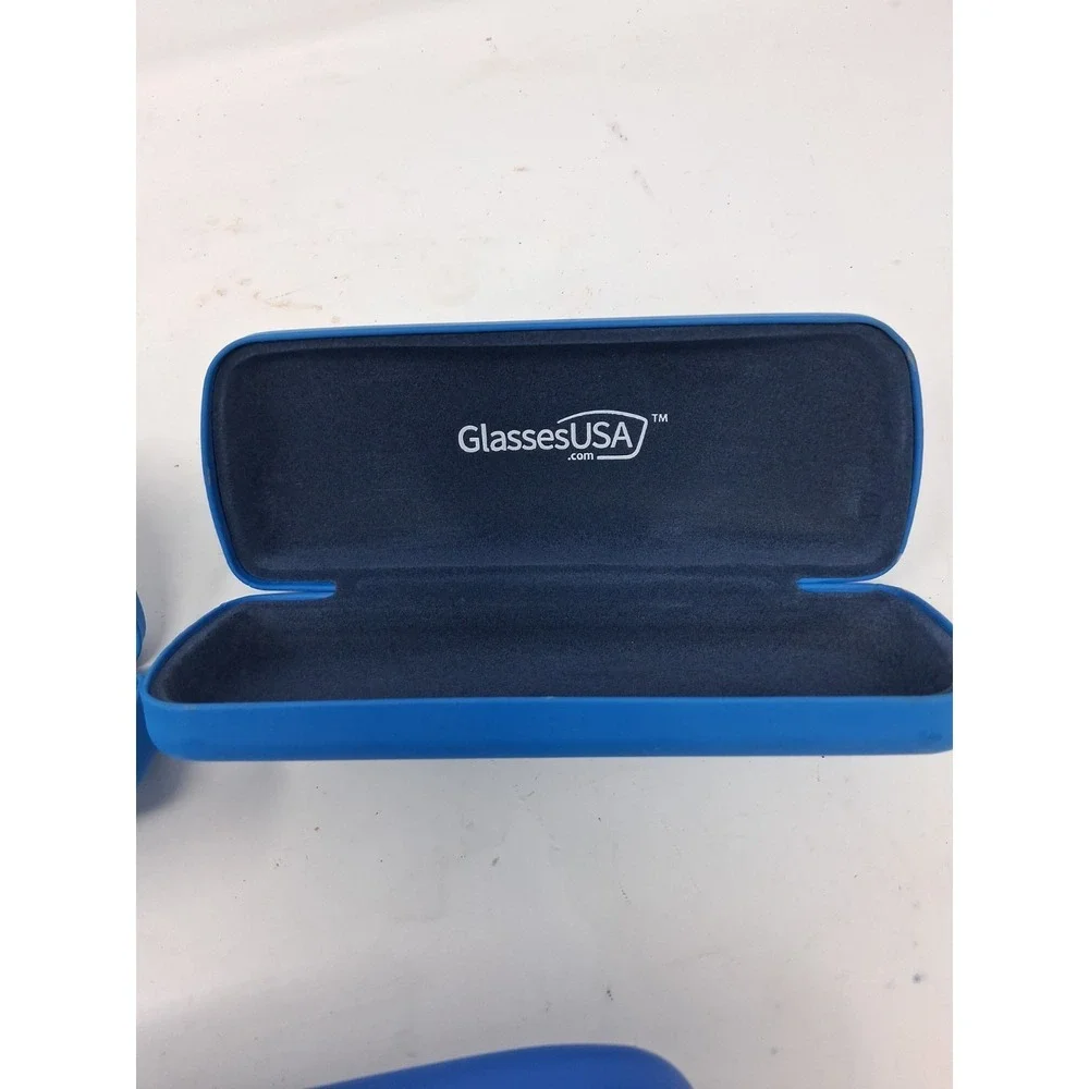 3 PIECES GLASSES USA CLAMSHELL EYEGLASSES / SUNGLASSES CASE BLUE. X