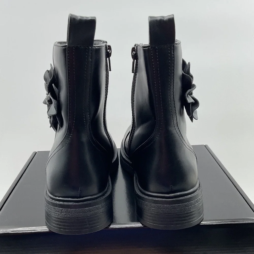 Steve Madden JBilla Black Floral Applique Ankle Boots SF3318-0524 Mens 5