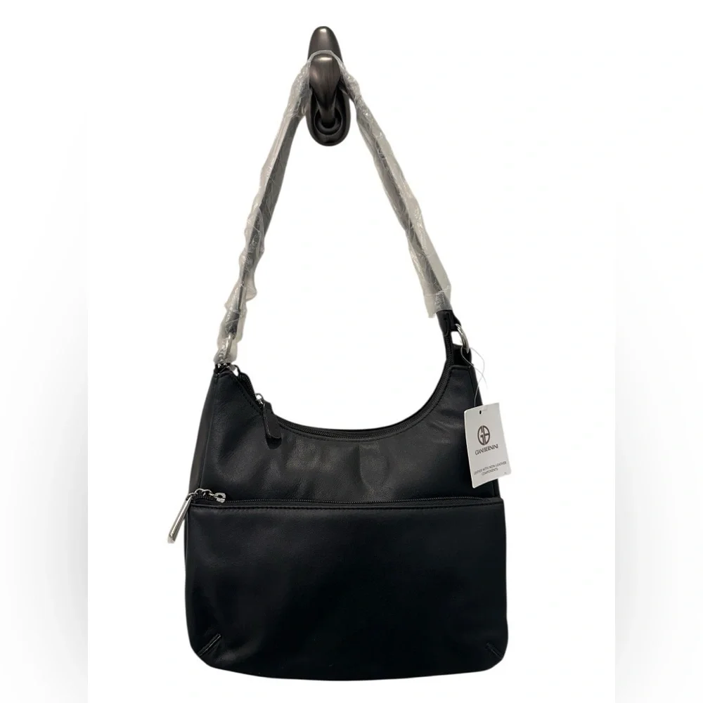 NWT Giani Bernini Black Nappa Leather Hobo Shoulder Bag