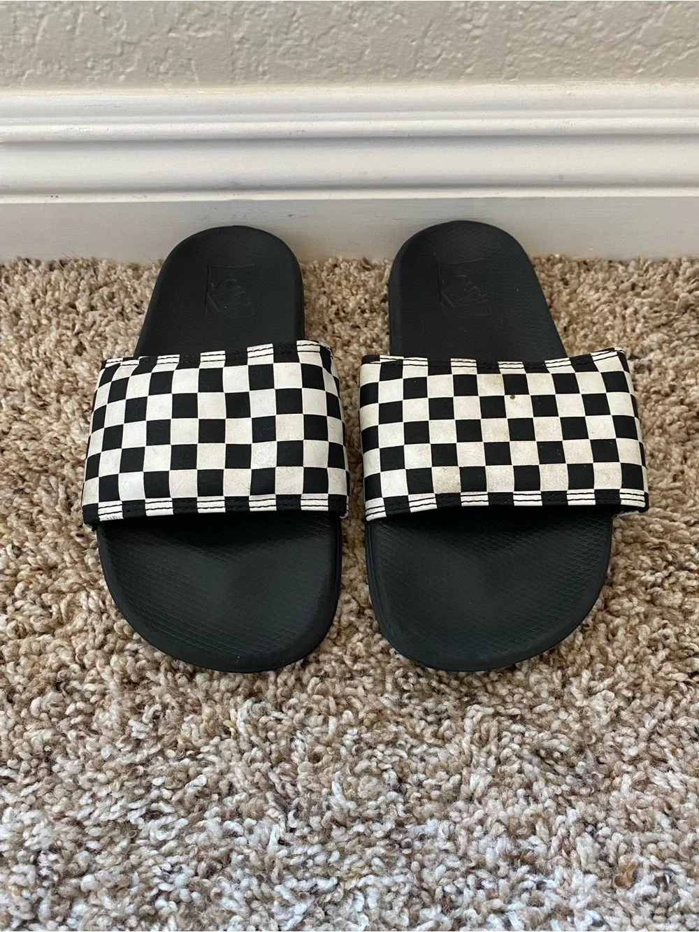 Vans Kid’s Black & White Checkered Slide Sandals Size 3
