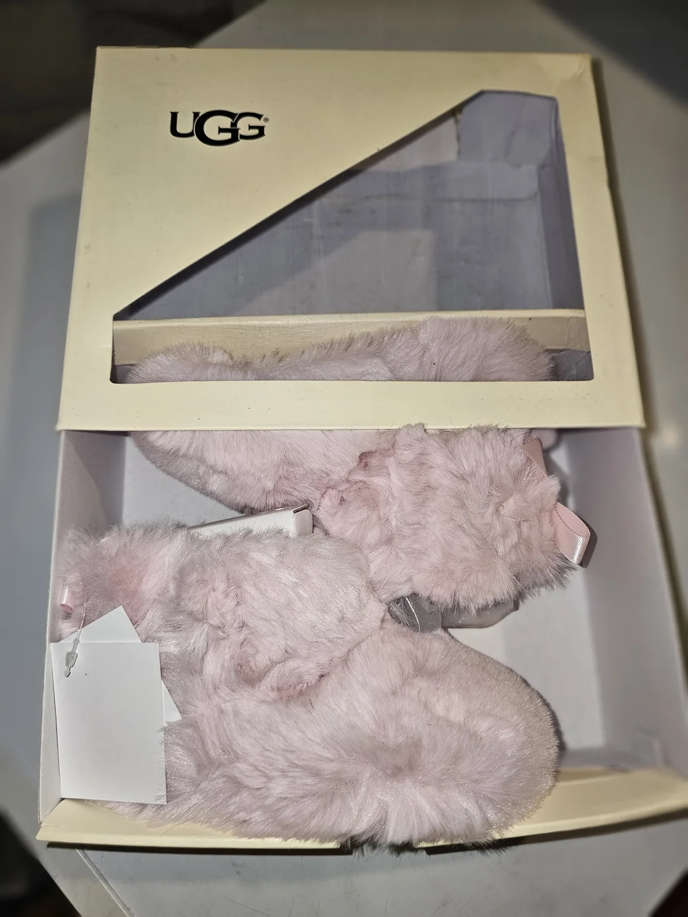 Ugg Jessie Bow Fluff Pink Bootie (Walker 4/5 M) (NIB)