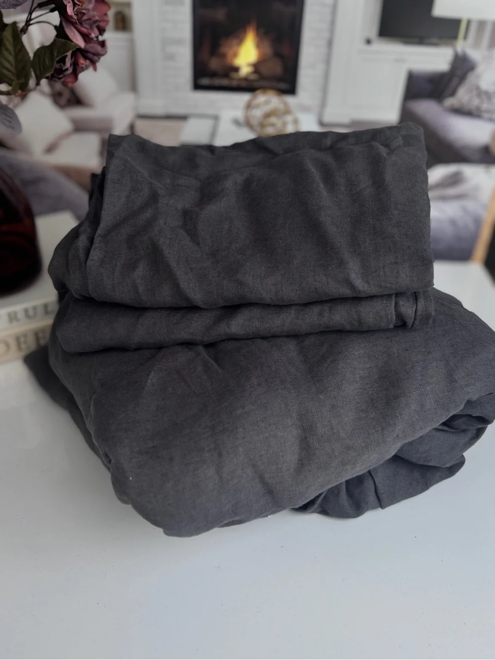 Quince charcoal linen