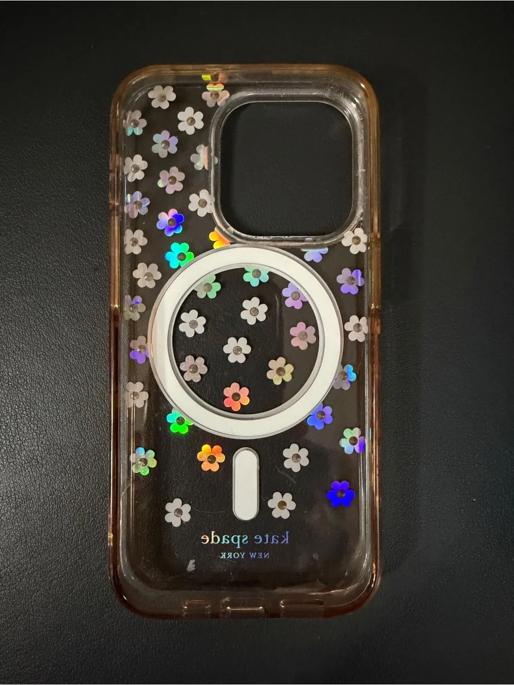 iPhone 15 Pro, kate spade, Clear MagSafe iPhone Case, Holographic Floral