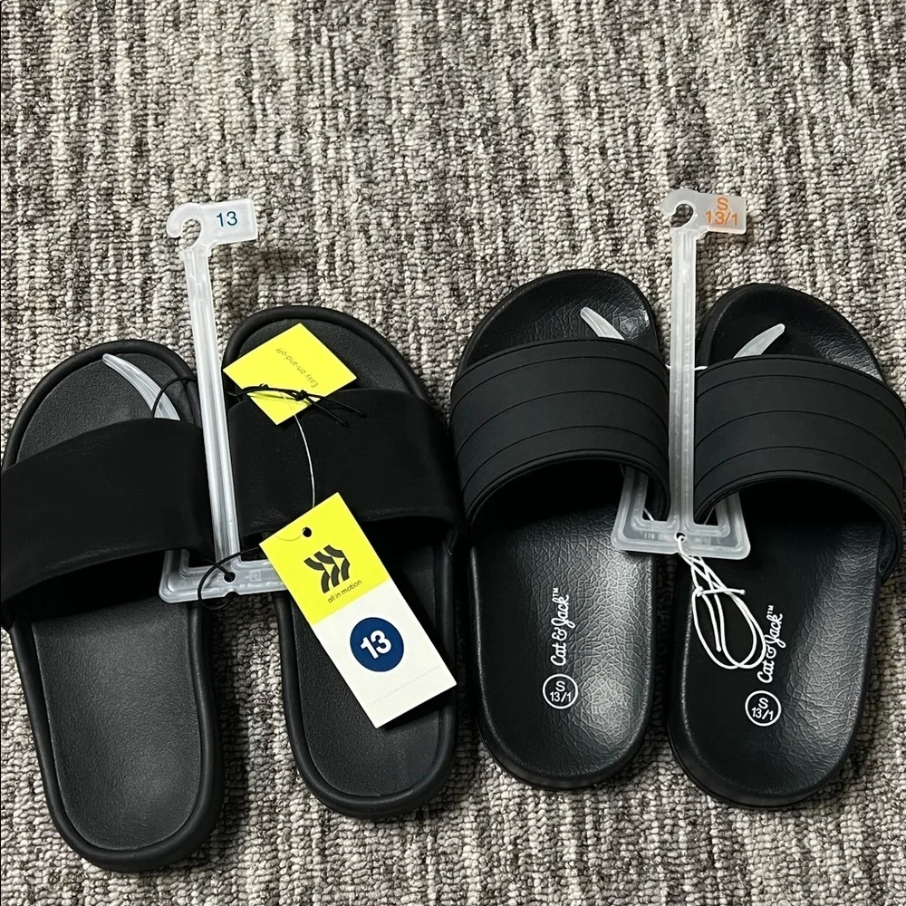 All in Motion Black Kids Slide Sandals Set Size 13