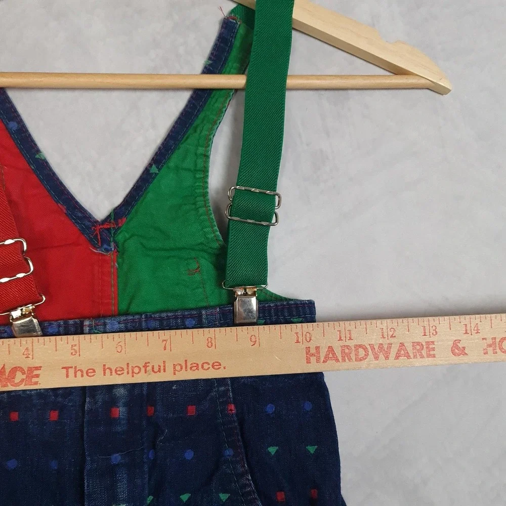 Vintage OshKosh B'gosh Overalls Toddler 3T Vestbak Colorblock Geometric 80s