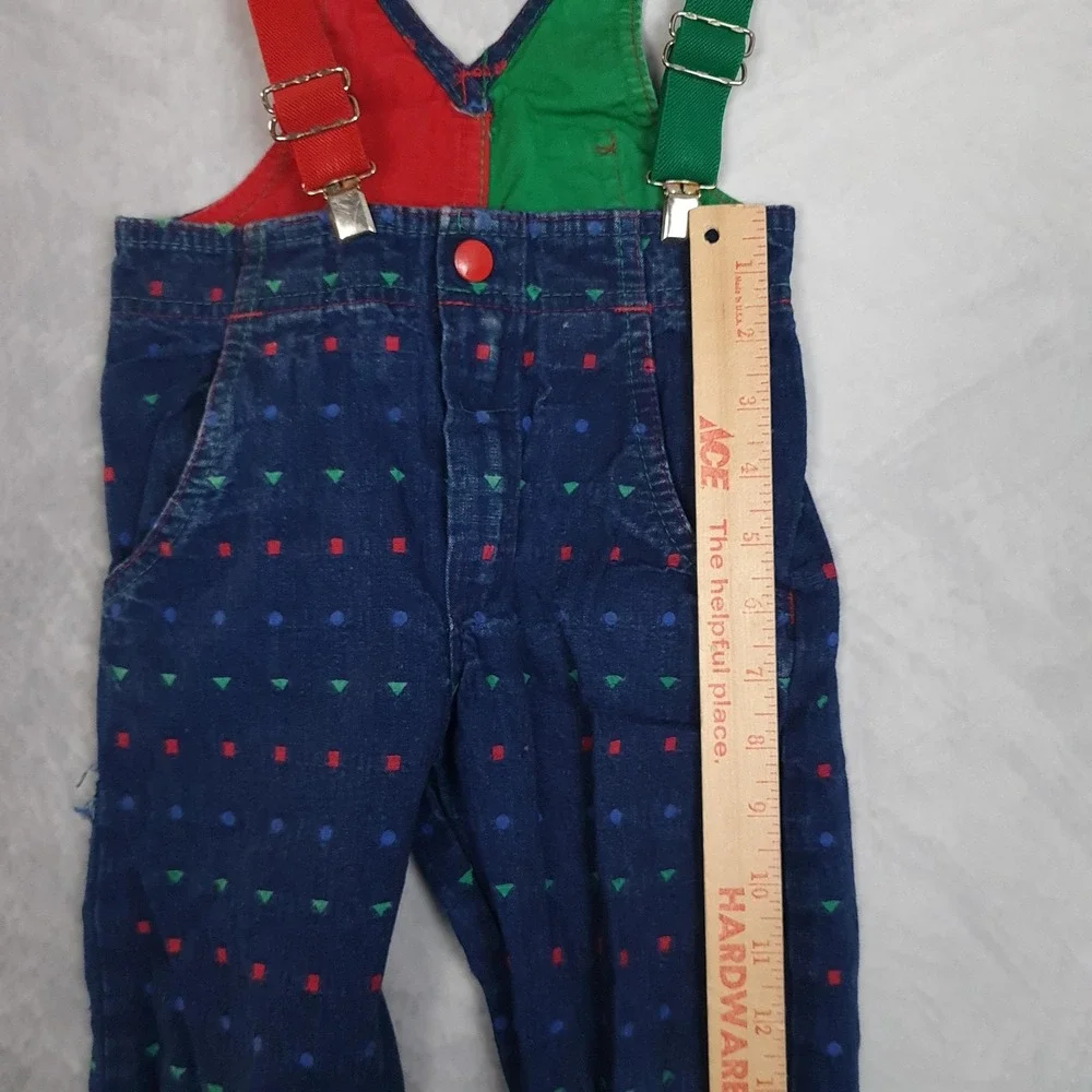 Vintage OshKosh B'gosh Overalls Toddler 3T Vestbak Colorblock Geometric 80s