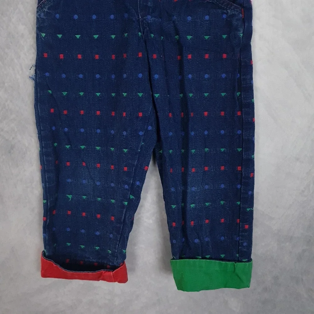 Vintage OshKosh B'gosh Overalls Toddler 3T Vestbak Colorblock Geometric 80s