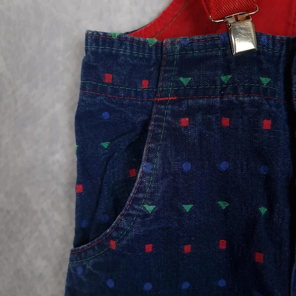 Vintage OshKosh B'gosh Overalls Toddler 3T Vestbak Colorblock Geometric 80s