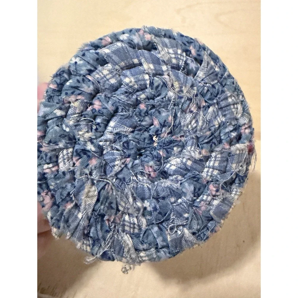 Tiny Woven Blue Basket Handmade For Trinkets
