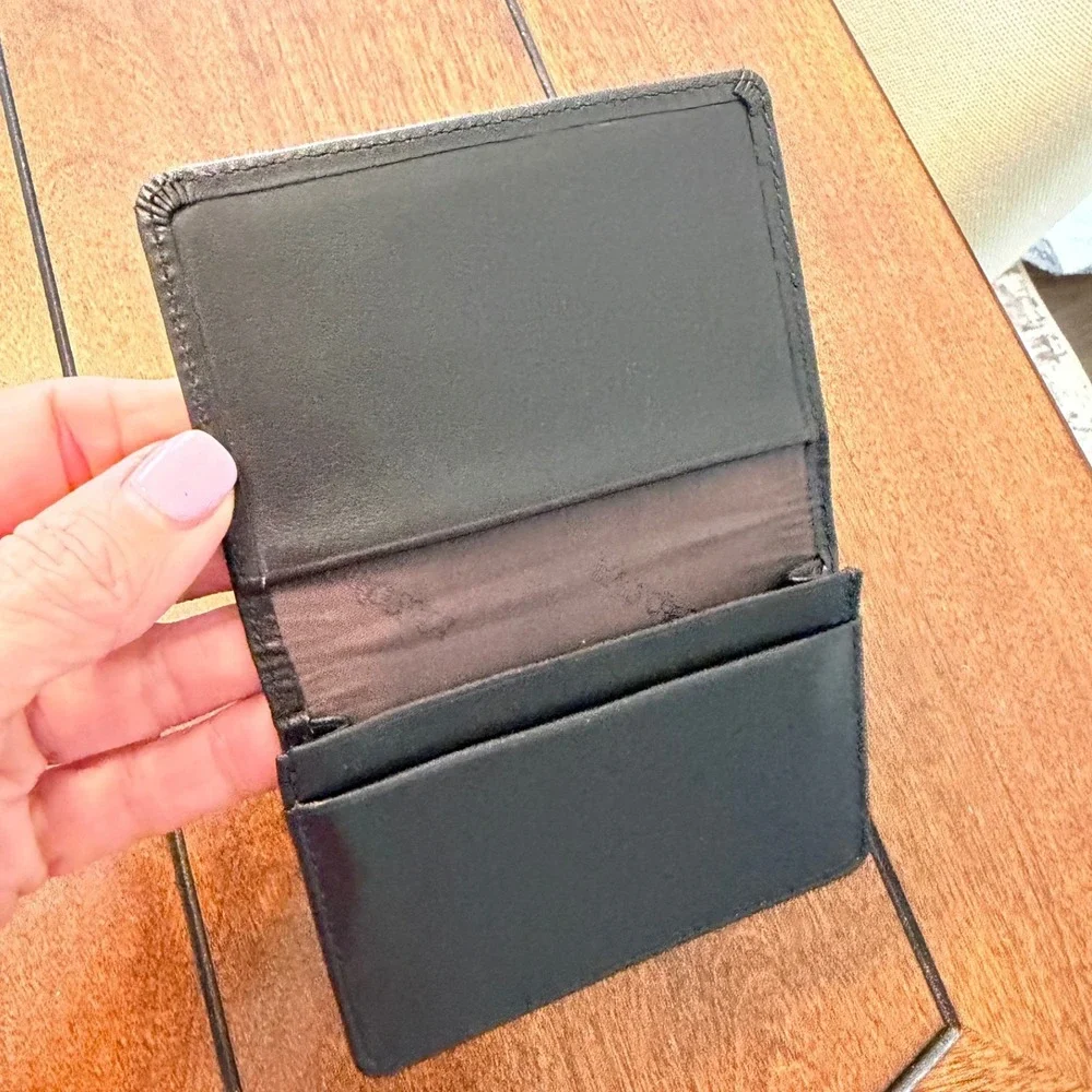 Baur au Lac Zurich Black Leather Bifold Card Holder Wallet Crosna Lining