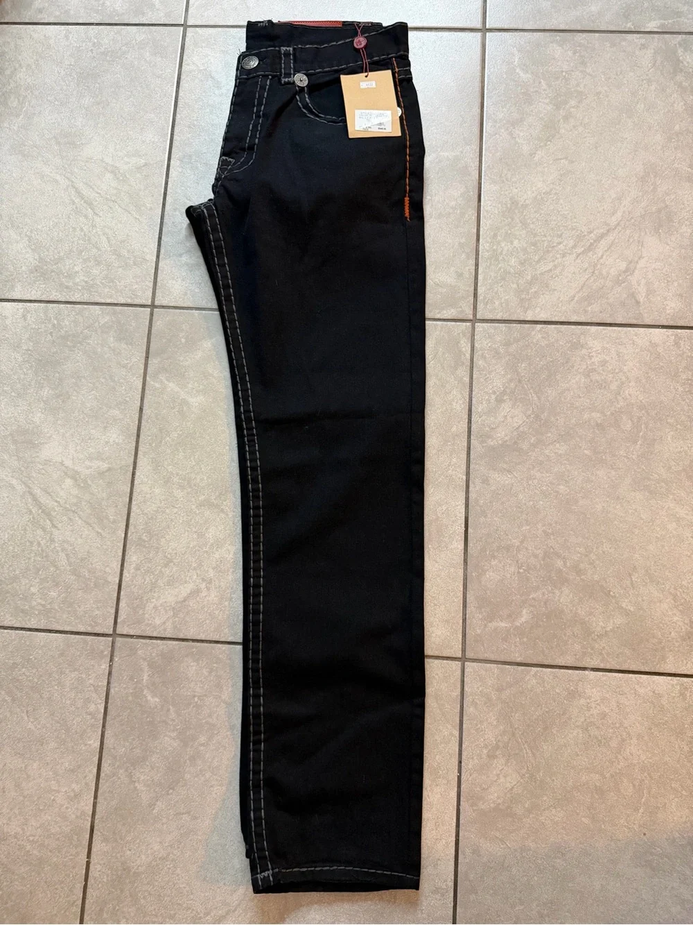 Men’s True Religion Billy Big T Dk Blk Flap Pockets 36x34 Bold Topstitching NWT