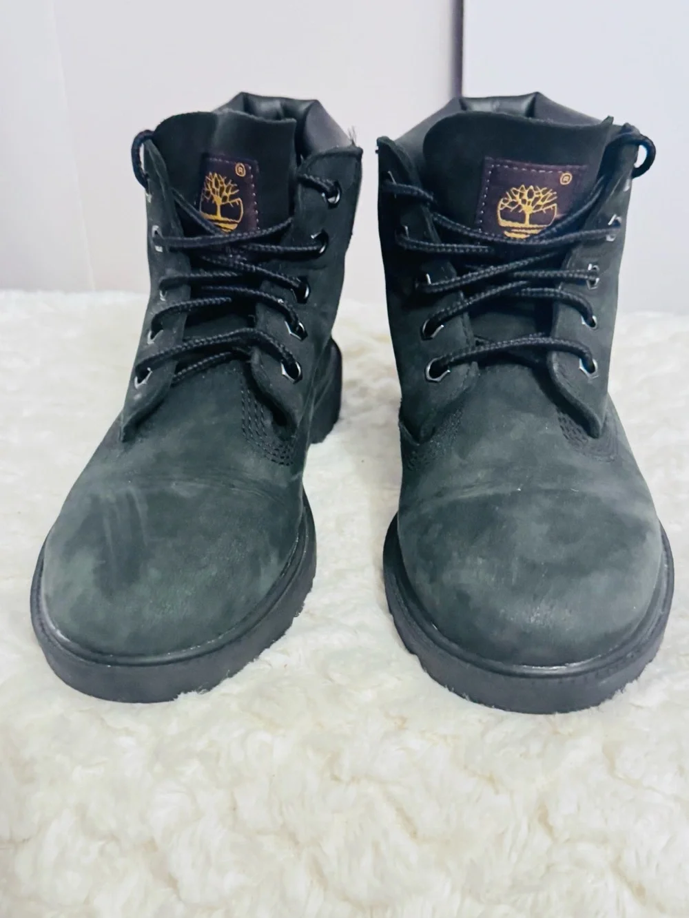 Timberland Boys Black Nubuck Lace-Up Ankle Boots