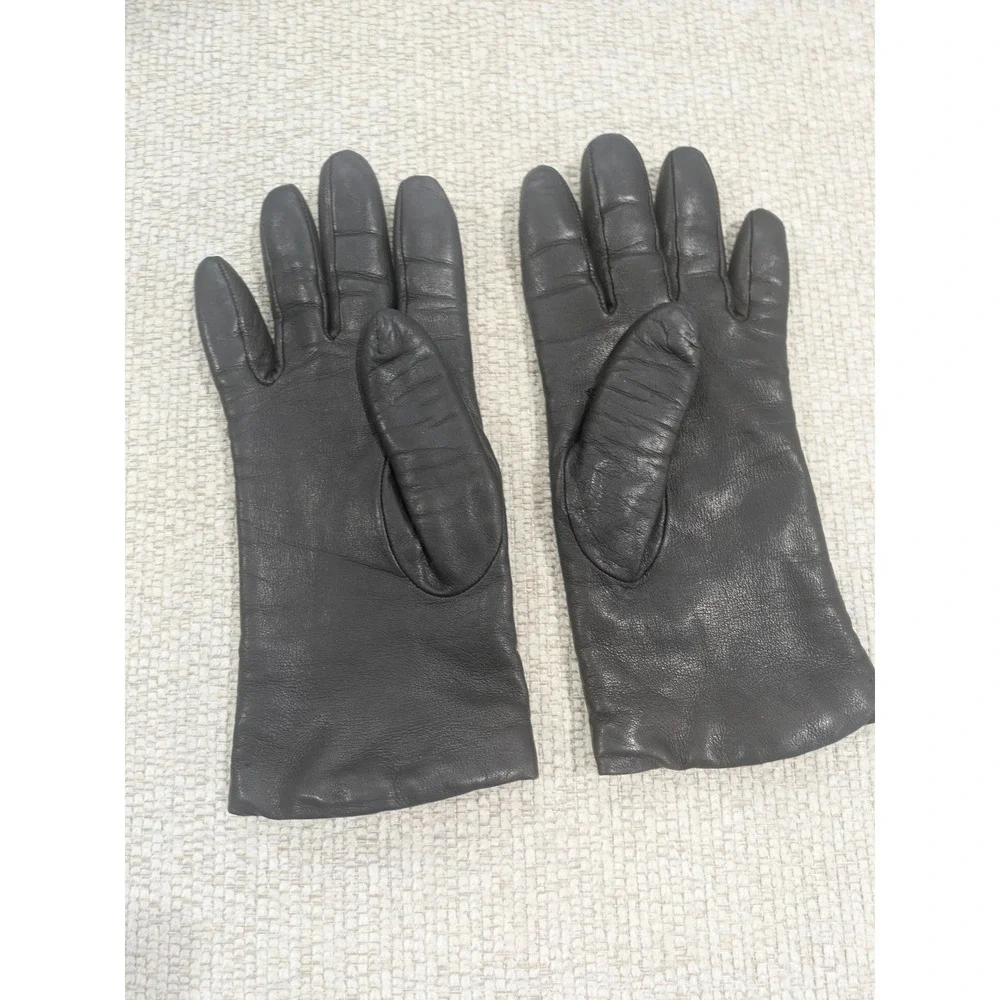 Talbots Womens Dark Brown Italian Leather Cashmere Lined‎ Gloves Size 6.5 Italy