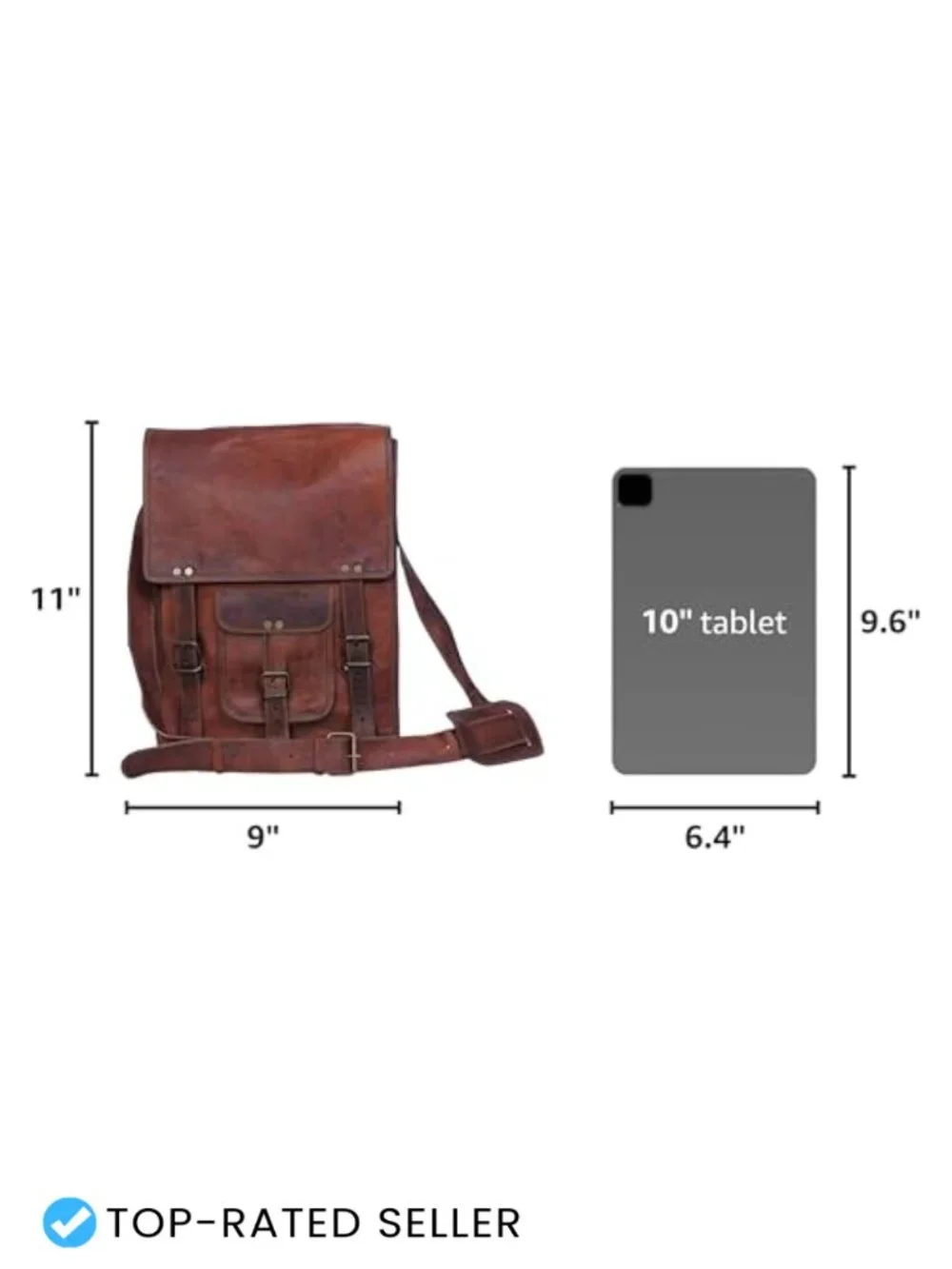 Full Grain Leather Messenger Bag Satchel Tablet Bag 11 inch Unisex