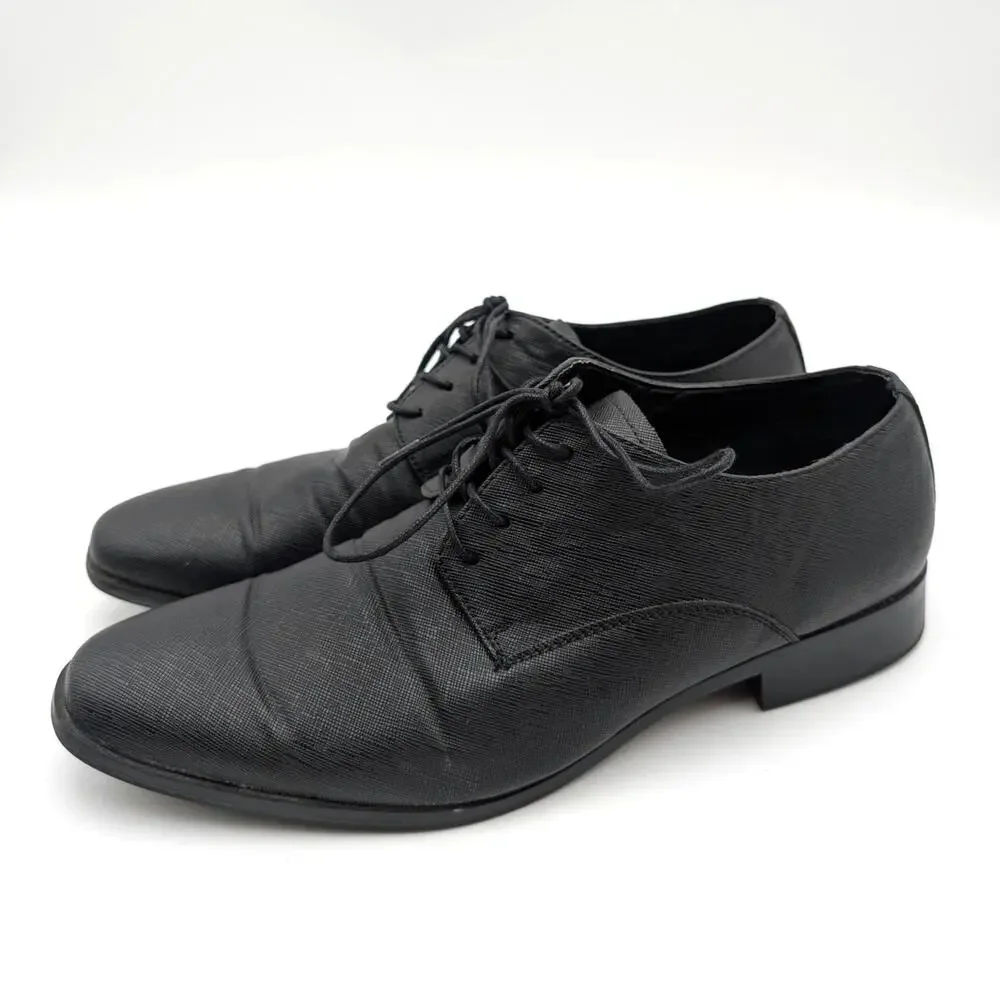 Rush by Gordon Rush Milan Plain Toe Dress Shoes Men's Black Saffiano Sz US9 EU42