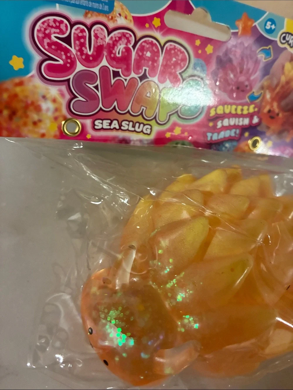 Sea Slug - Orange Glitter Squishy Toy