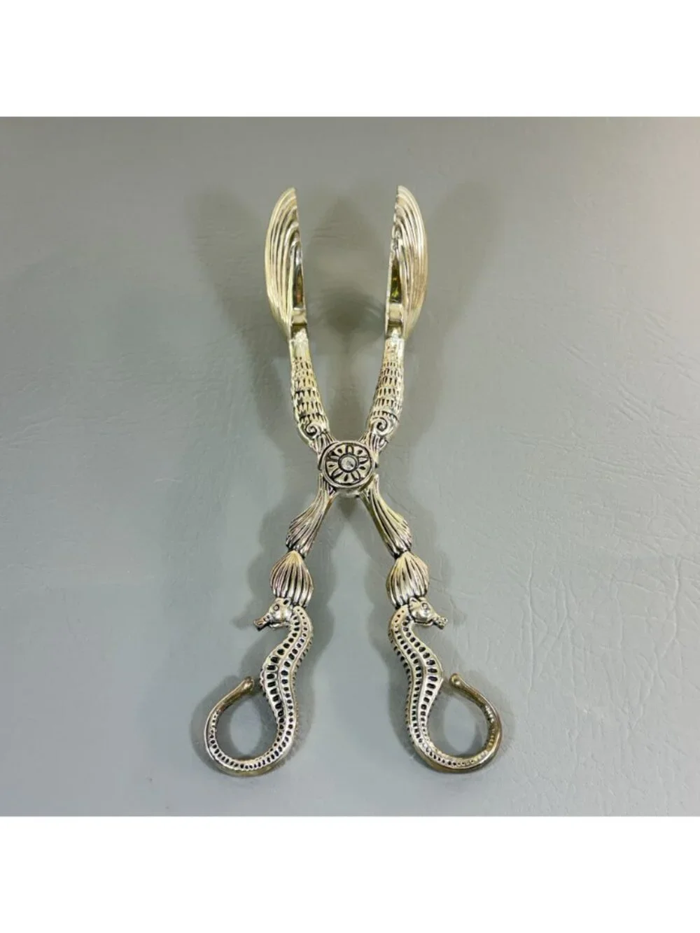 Vintage Godinger Silver Seahorse Seashell Scissor Salad Serving Tongs 10