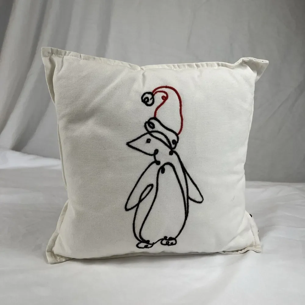 Ellen Degeneres Penguin Embroidered Throw Pillow‎  10.5