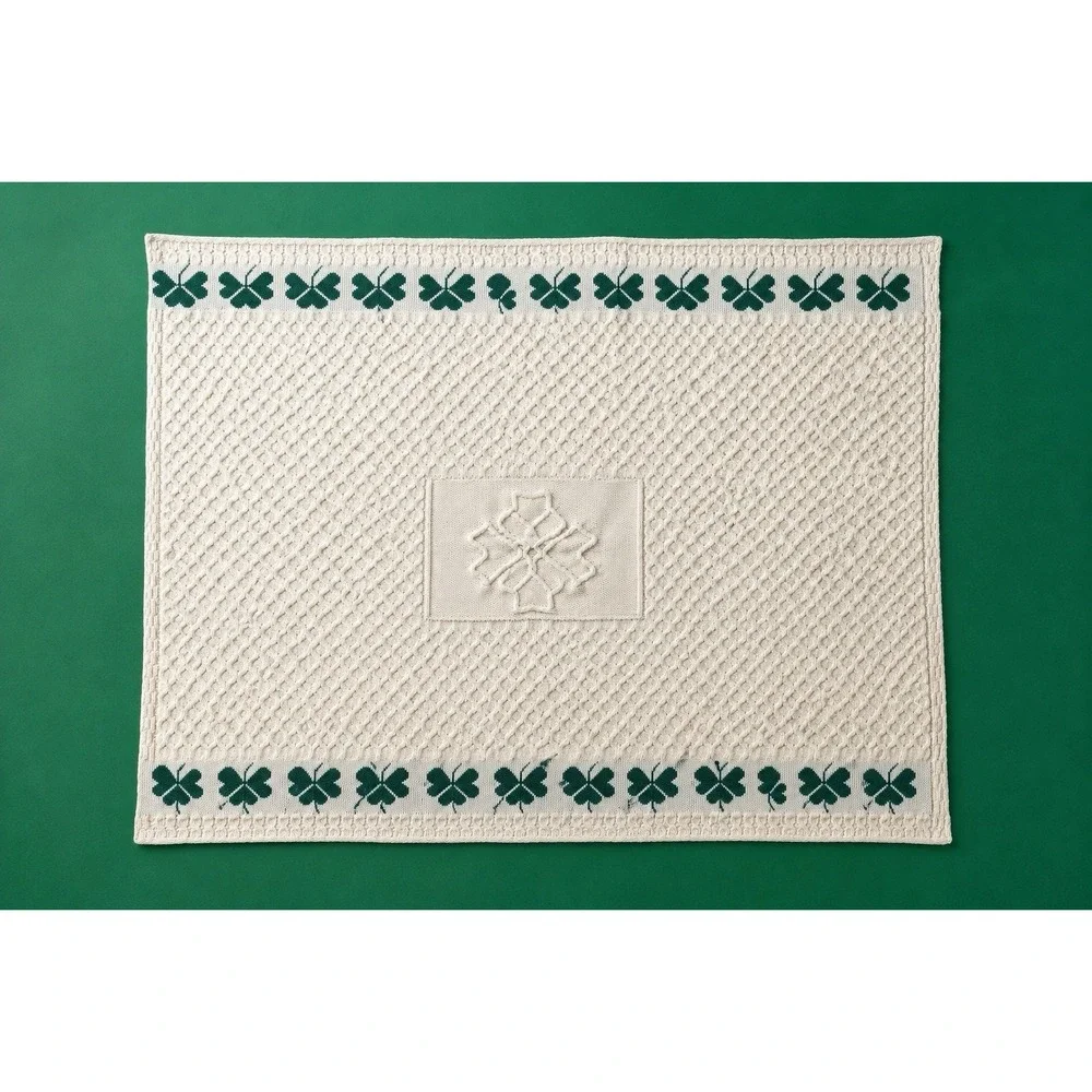Aran Sweater Market Throw Irish Merino‎ Wool Blanket Shamrock 60