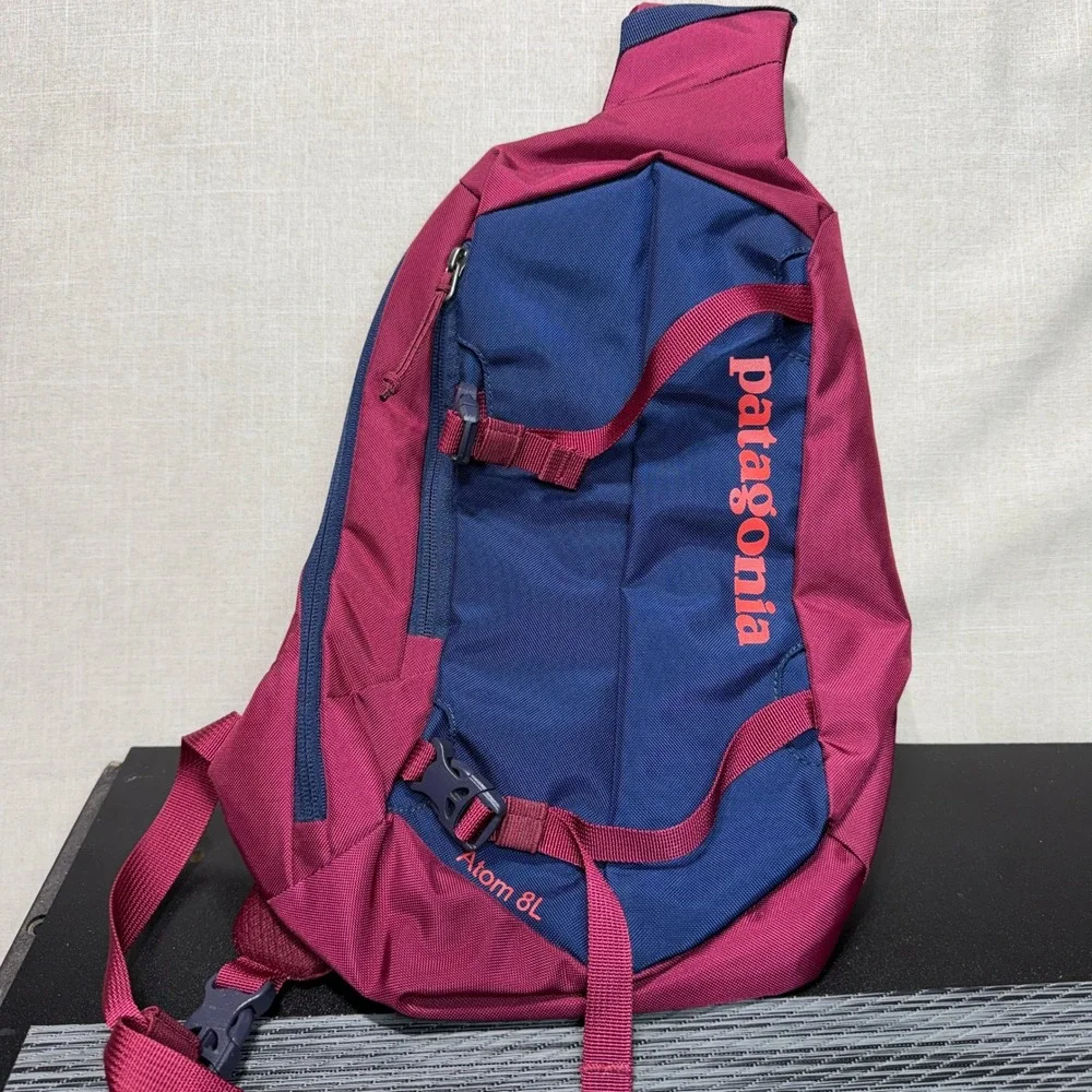 Patagonia Atom 8L Sling Backpack Red Burgundy Blue 48261SP19 Hiking Outdoor