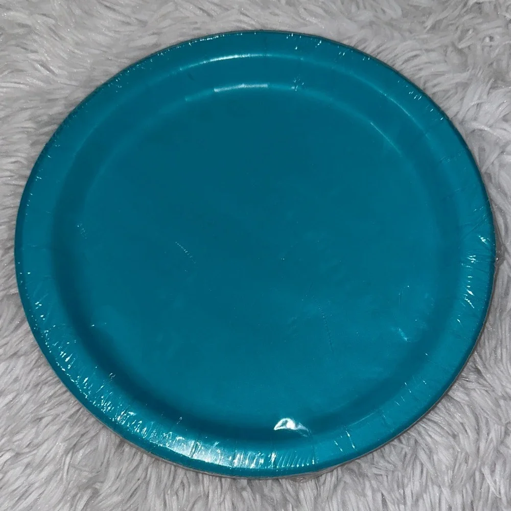 DG Party Caribbean Teal Paper Plates 16 Count 8.625 Inch Round Disposable 30525