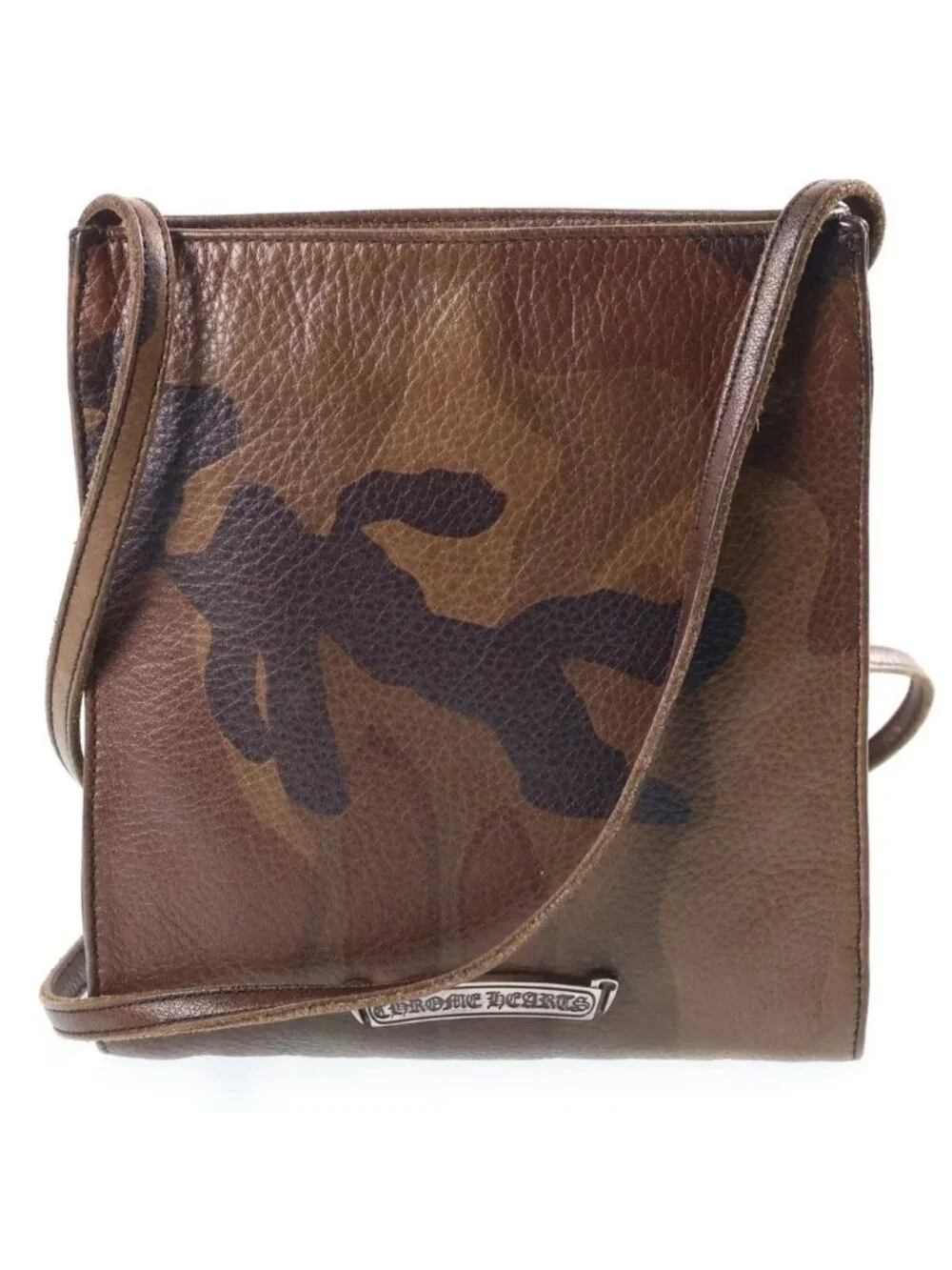 Chrome Hearts SQ Pkt BS Fluer Square Pocket BS Flare Patch Leather Shoulder Bag