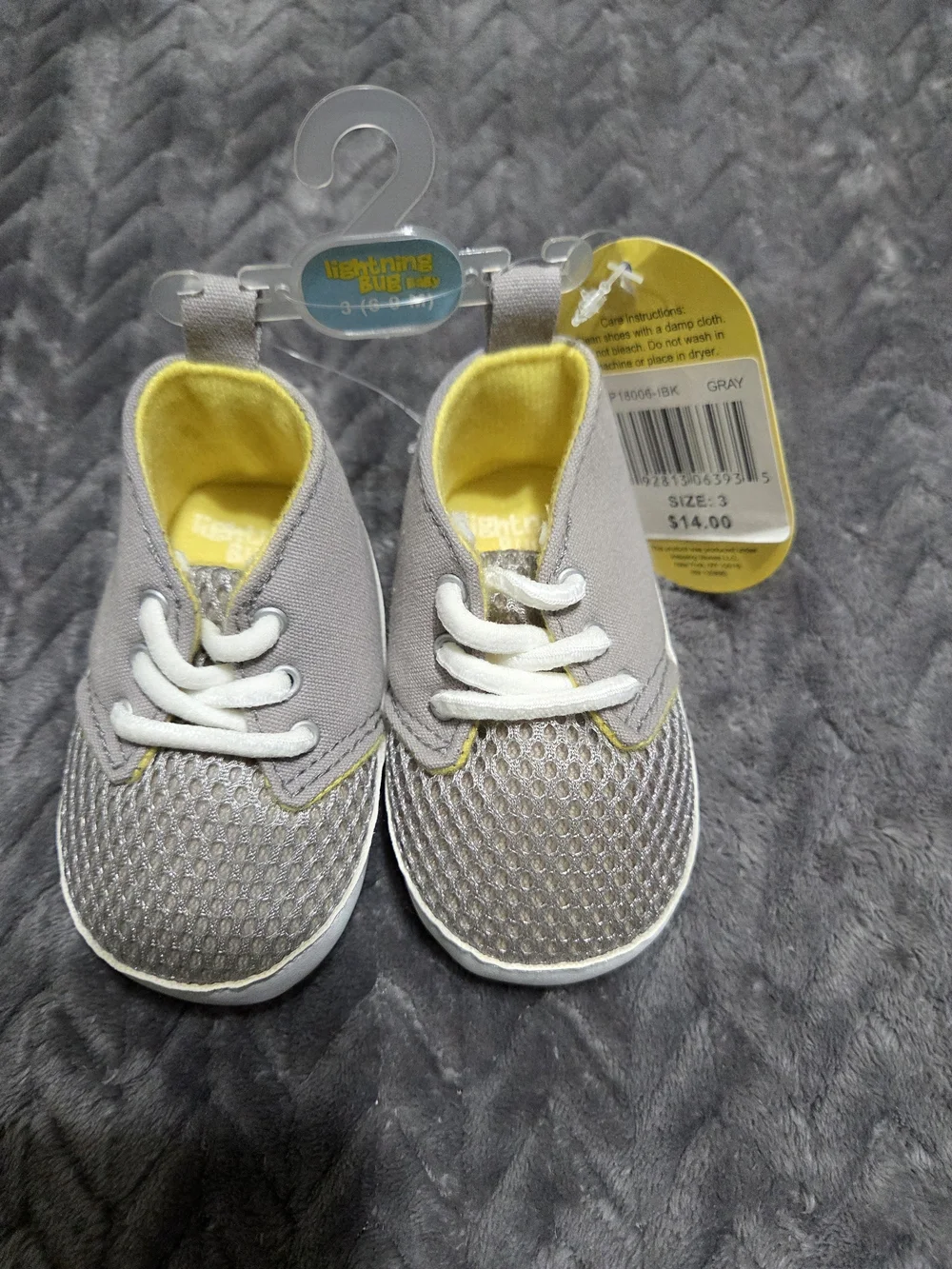 Lightning Bug Baby Gray & Yellow Mesh Walker Shoes