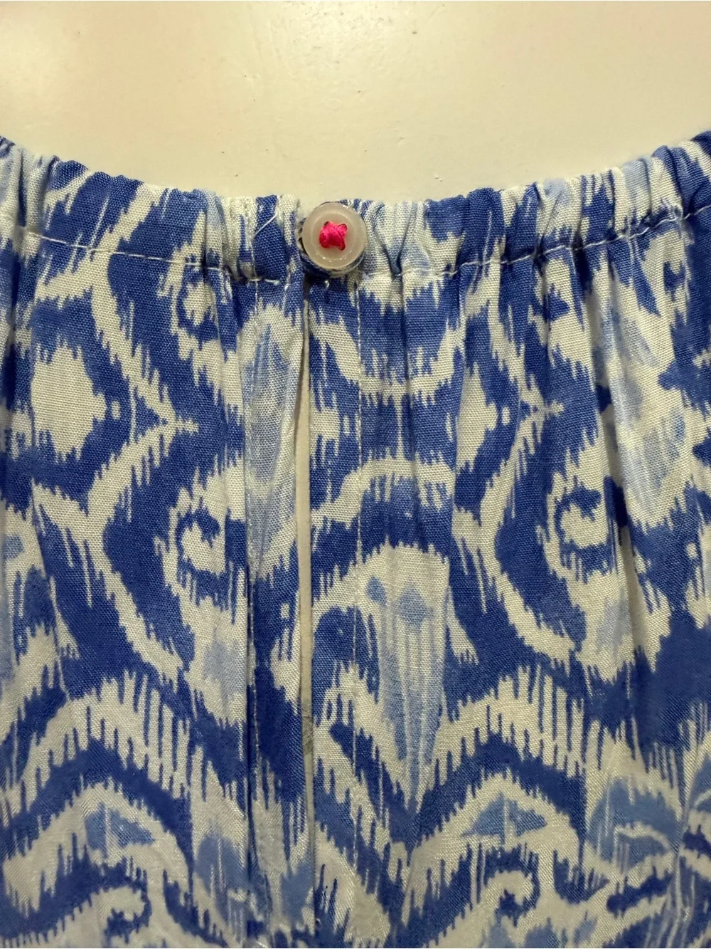 OshKosh B'gosh Blue and Pink Ikat Maxi Dress with Pom Trim