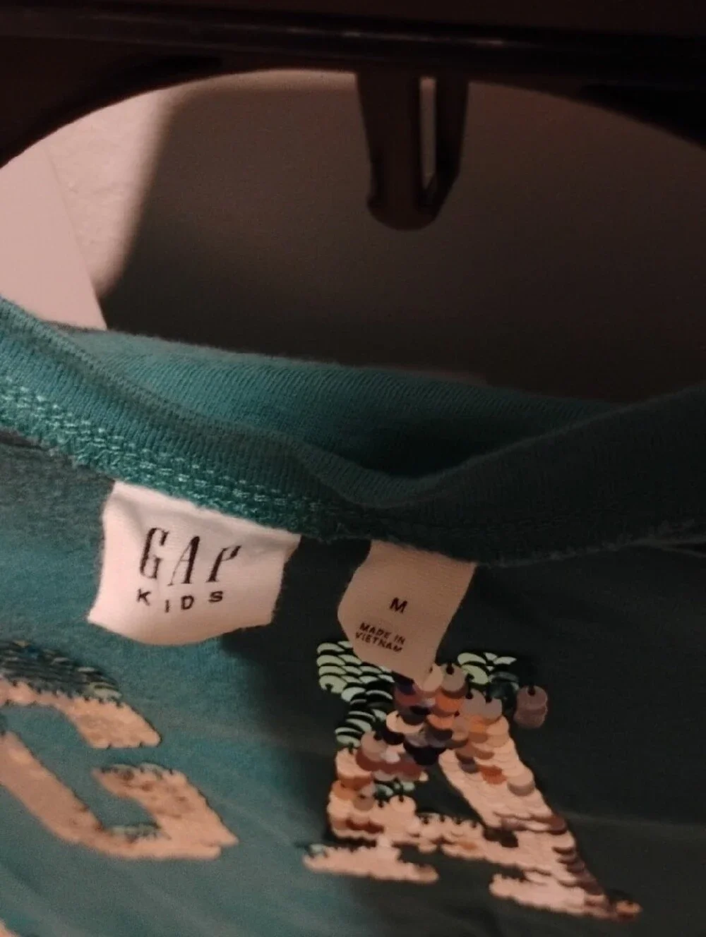 GAP Teal Long-Sleeve Sequin Logo Tee