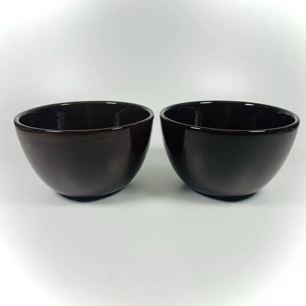 Set Of 2 Pottery Barn Sausalito Dark Chocolate Brown Cereal Soup Bowls 6