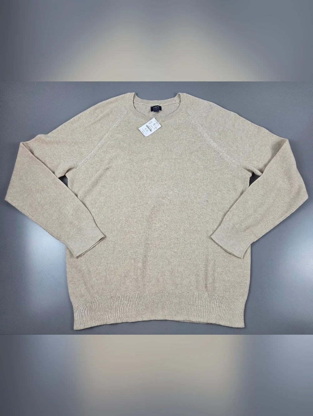 NWT J. Crew Men’s Cotton‎ seed-stitch crewneck sweater Large BEIGE