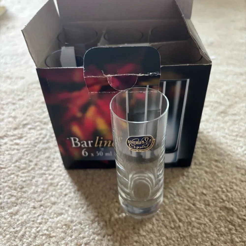 Barline Bohemia Crystal Box Of 6 50 ML Vodka Shot Glasses *New*