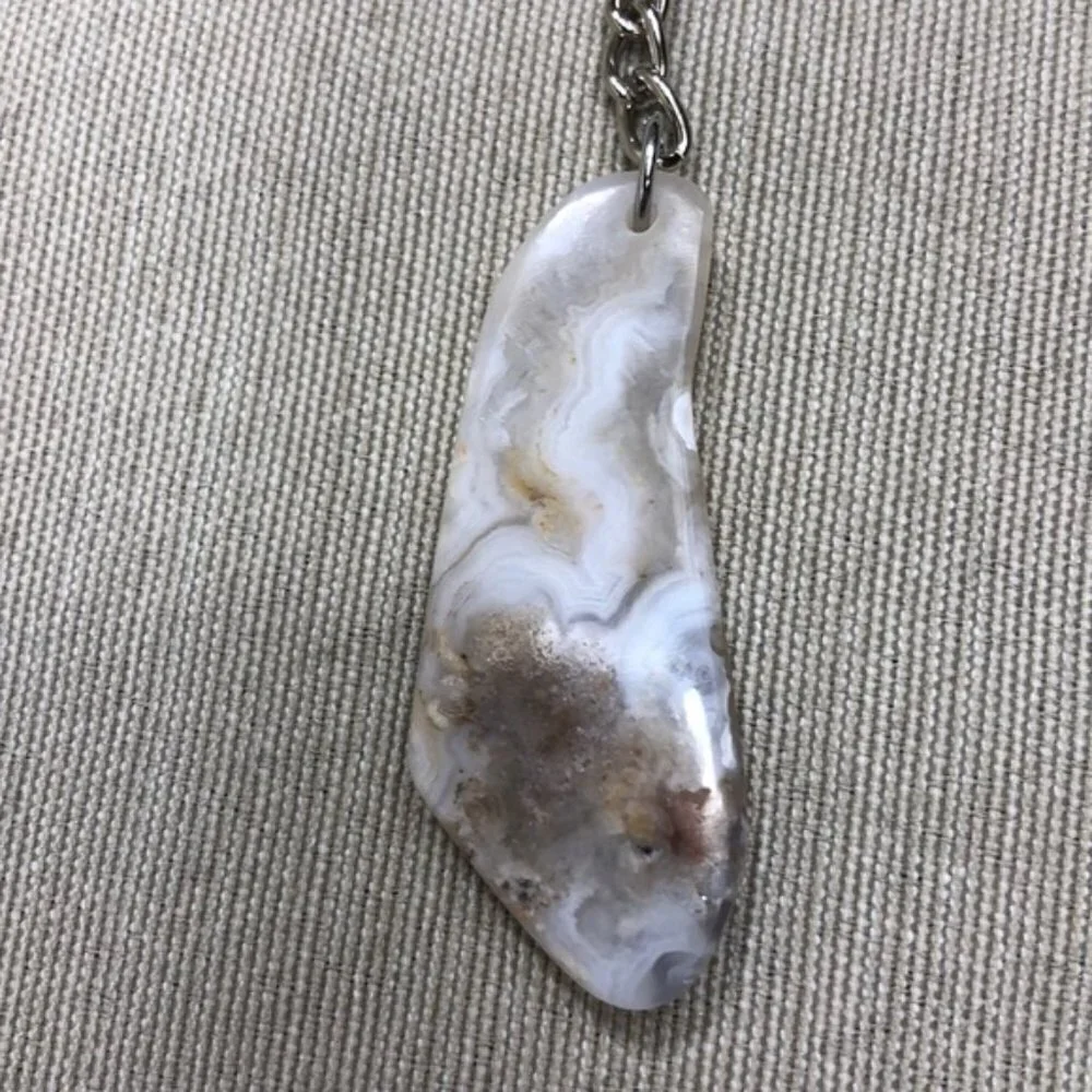 Rough Cut Chalcedony Rock Keychain