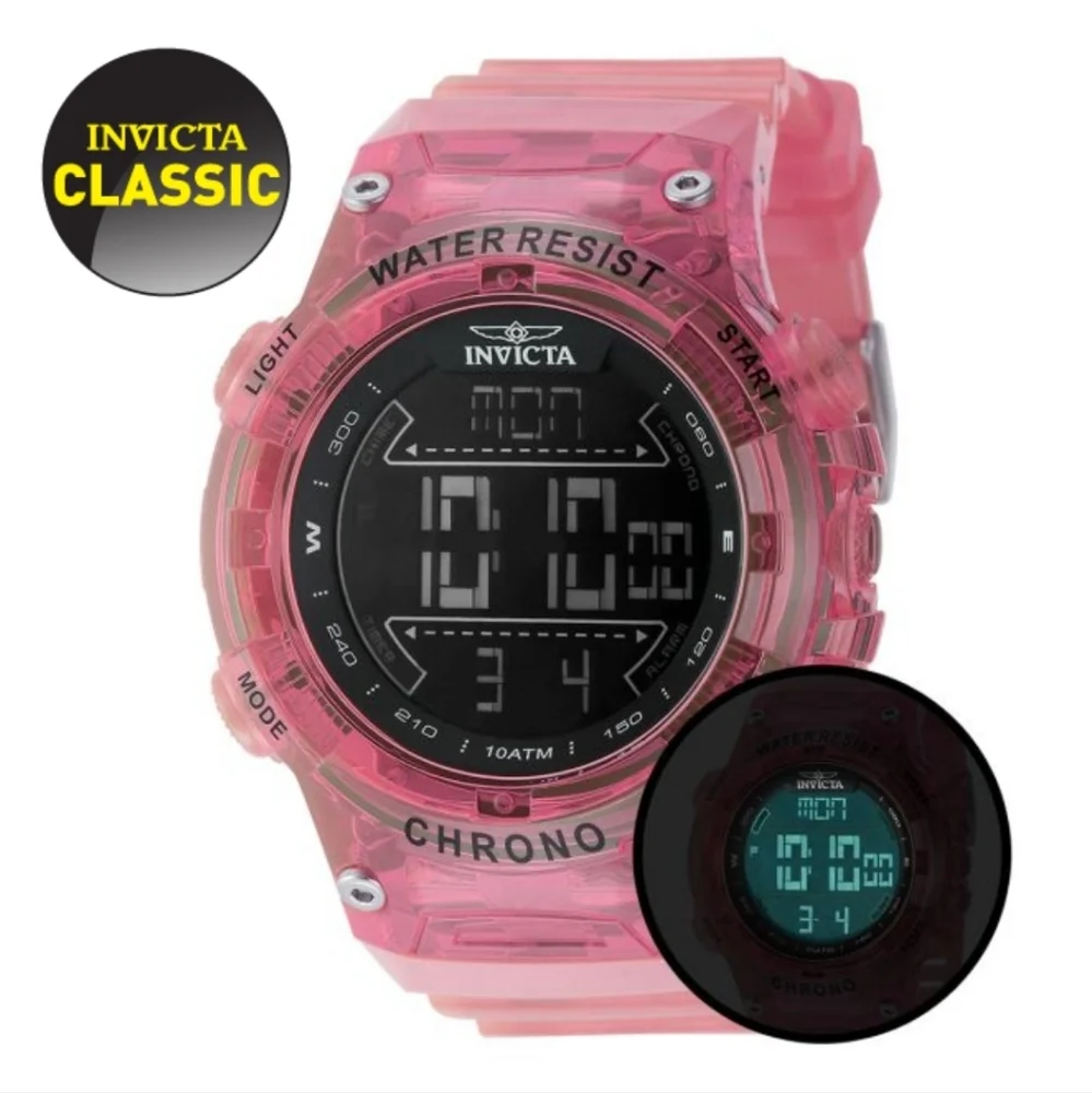 NEW NIB Invicta Racing Burnout Digital Men's Watch‎ - 52mm (PF21223) Pink 49047