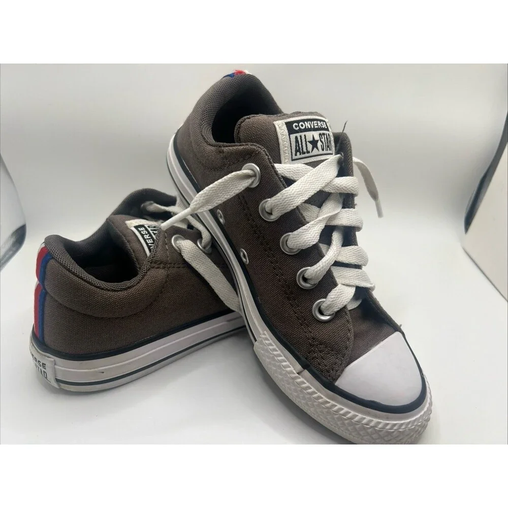 Converse CTAS Street Slip Youth Size 1 Grey Blue Stripe EUC
