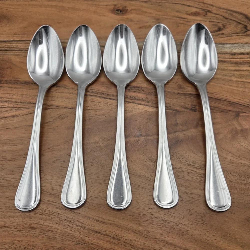 Set Of 5 Wallace Rockport Soup Spoons 18/10 Stainless Steel