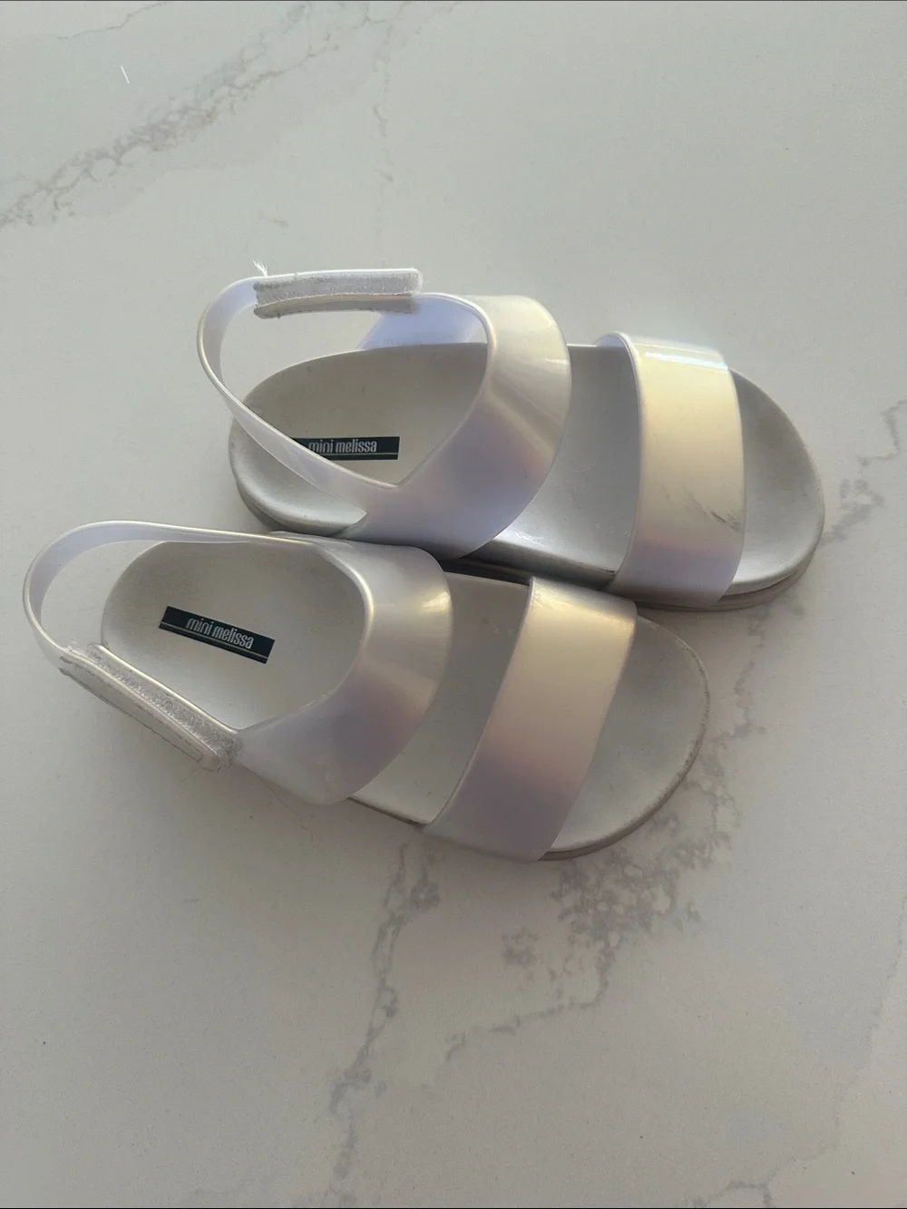 Mini Melissa White Iridescent Girls Sandals