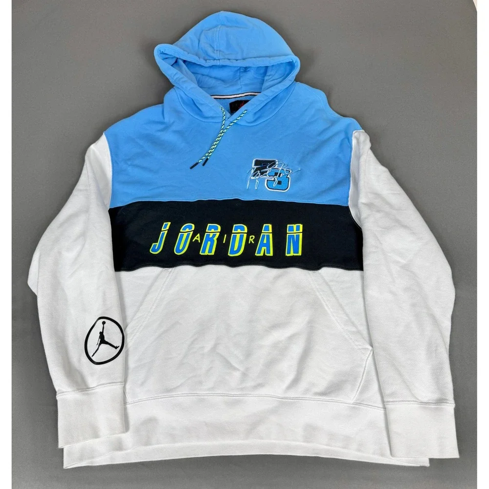 Jordan Hoodie Mens 2XL Blue White Colorblock Sport DNA CV2743-412 Pullover