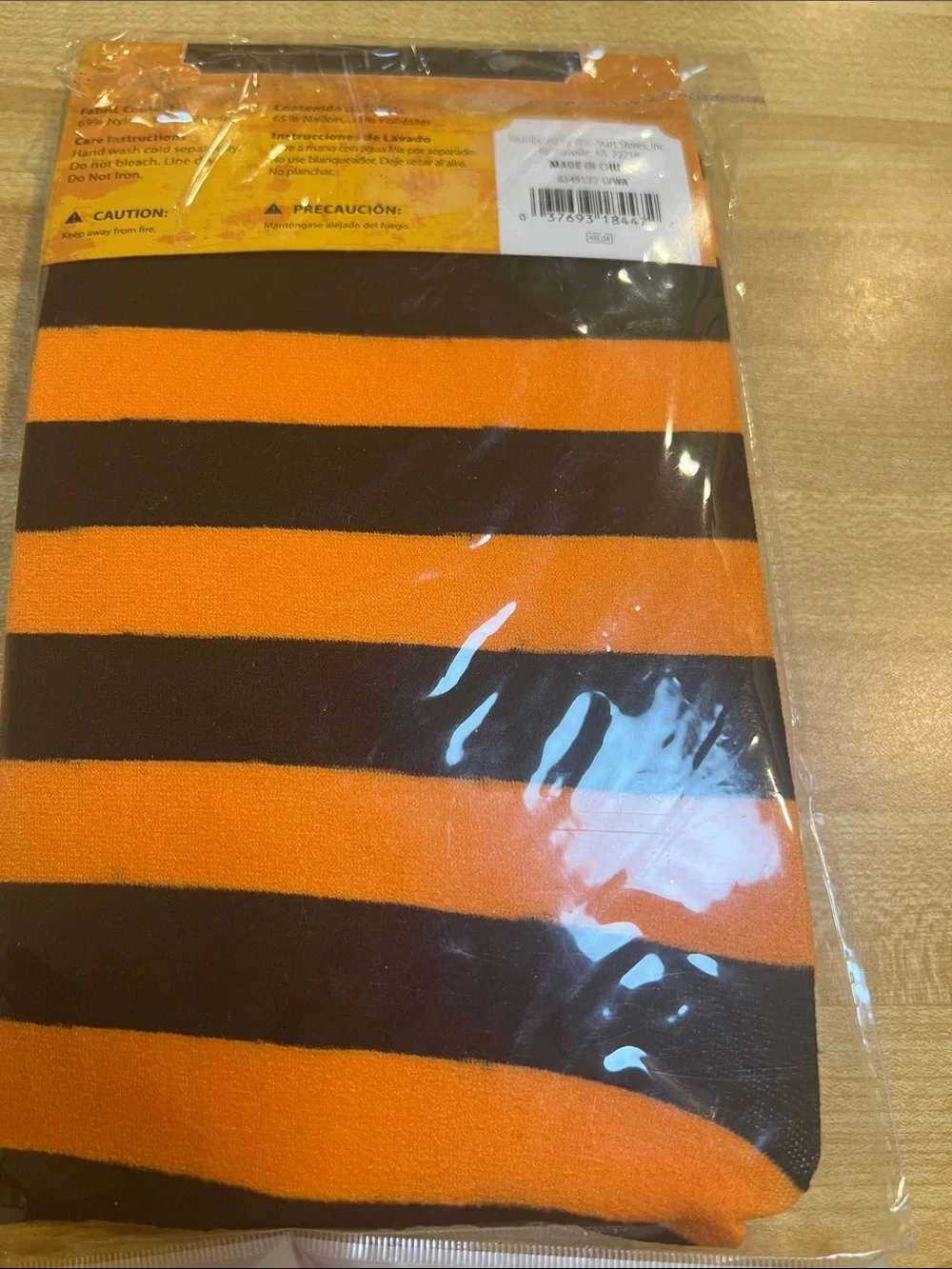 #3031**Halloween Women's Orange and Black Striped Witch Tights - Unbranded